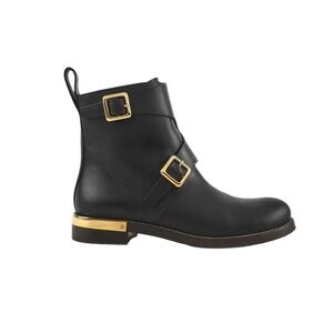 Chloe Black Leather Ankle BootsColby' Double Monk Strap Moto Women Size 37.5